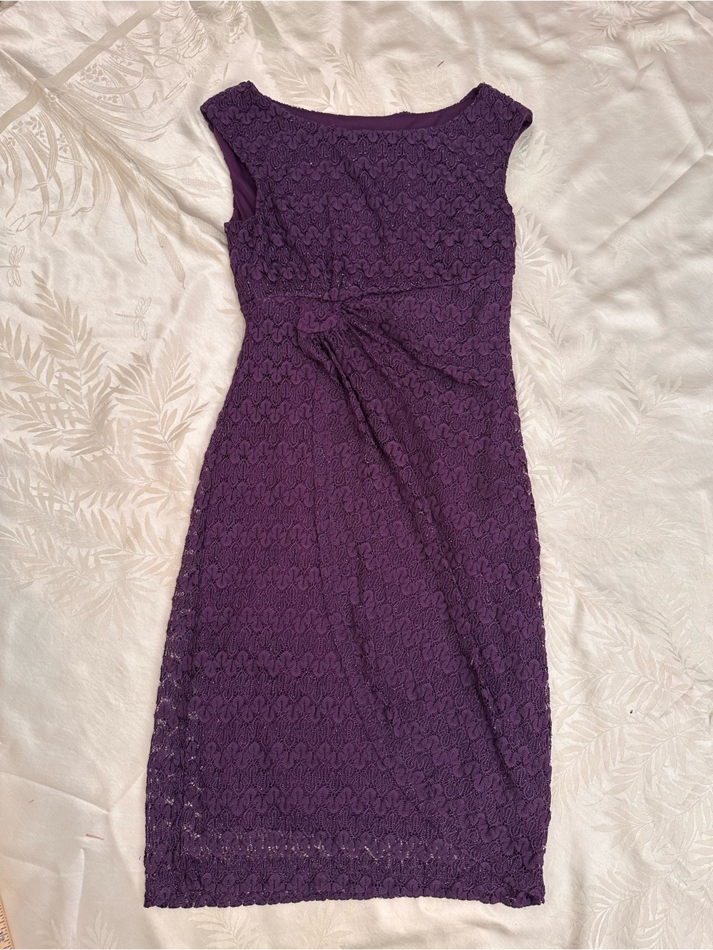 connected apparel Purple Lace Midi Sheath Dress